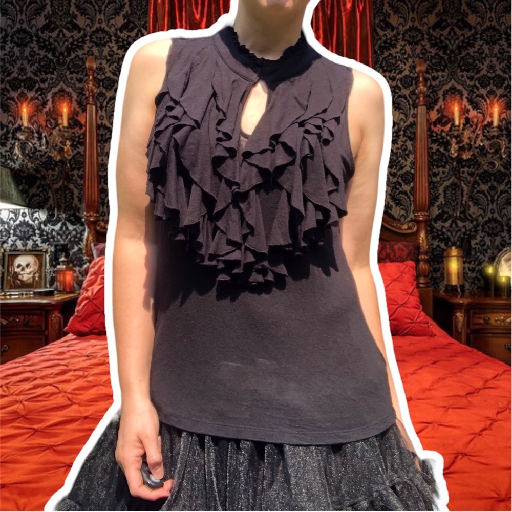 True Vintage y2k Victorian Tank Top with Massive Ruffles, Size M